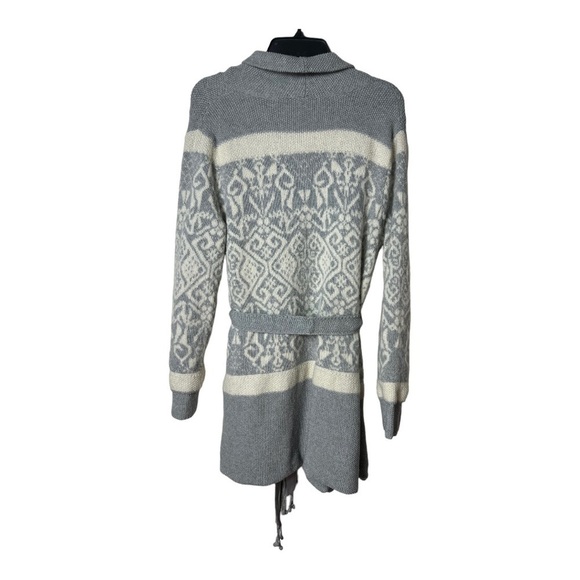1397. ANTHROPOLOGIE BY ELOISE INTRASIA FAIR ILSE CARDIGAN/ROBE MEDIUM GRAY/CREAM - Picture 8 of 12